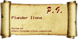 Plander Ilona névjegykártya